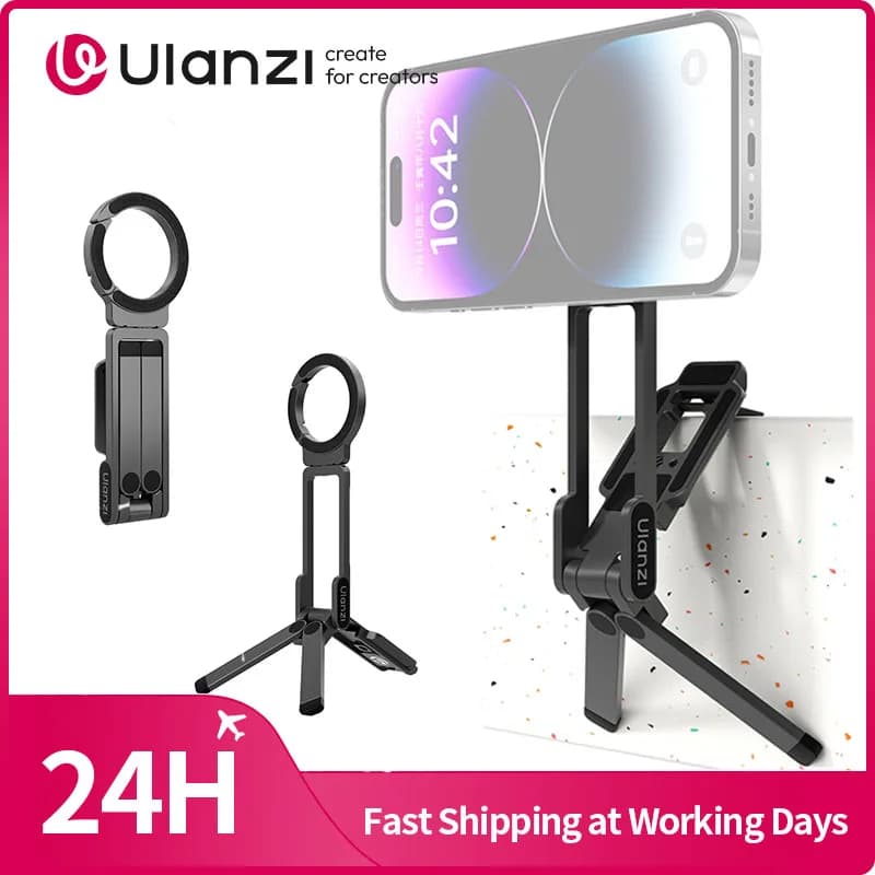 Ulanzi MA38 MagLock Phone Stand Magnetic Phone Stand for iPhone 16 15 14 13 with Hidden Hook for Slopes Walls