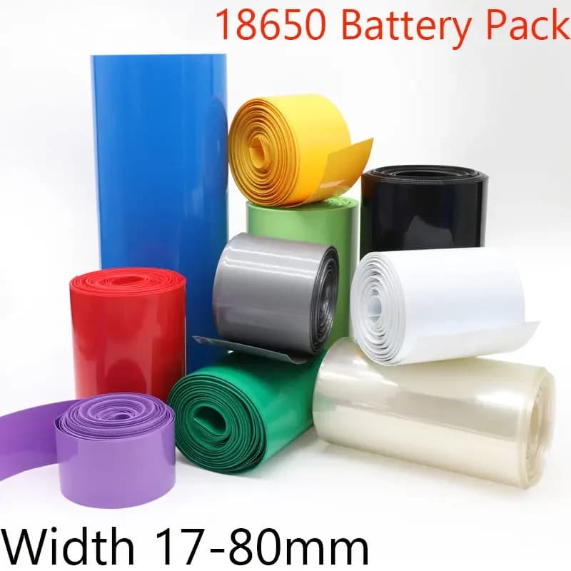18650 Lipo Battery PVC Heat Shrink Tube Pack Width 17mm ~ 80mm Insulated Film Wrap Lithium Case Cable Sleeve Blue