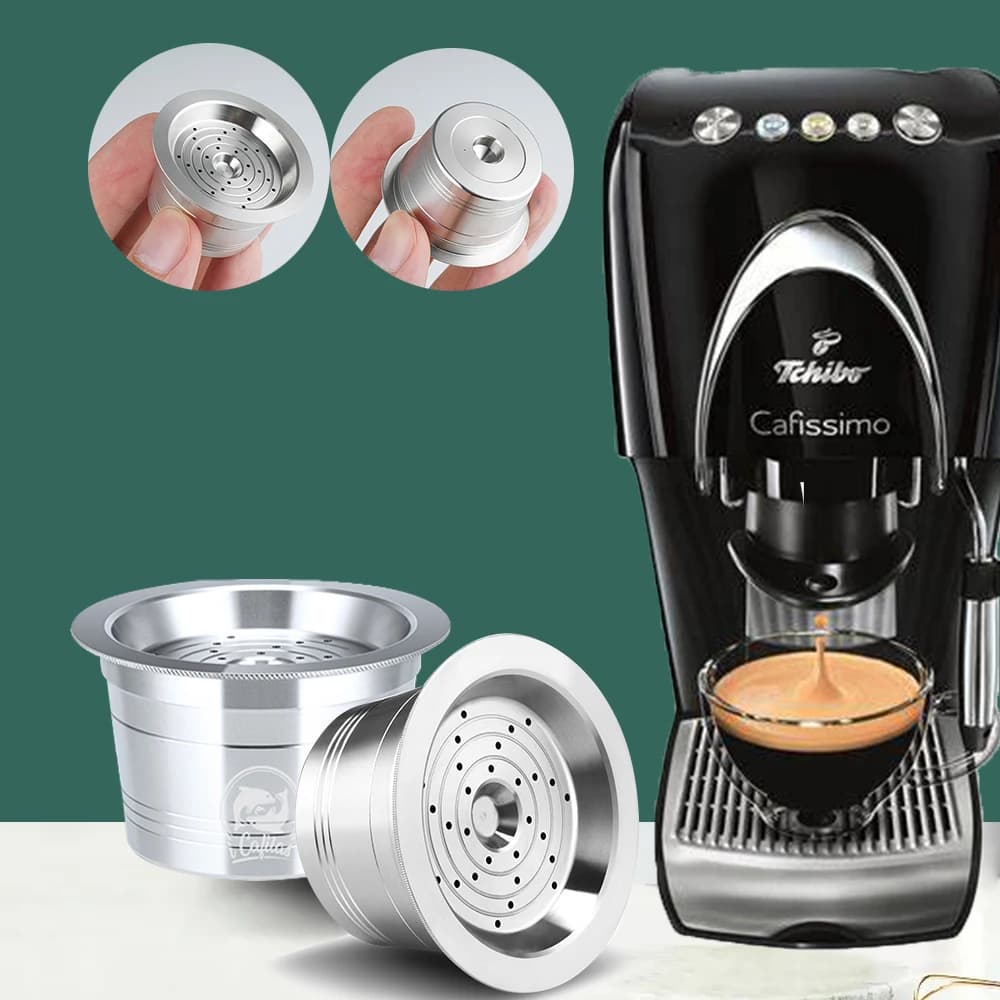 Refillable Coffee Pods For Three Heart Cafissimo K fee Caffitaly Tchibo Reusable Crema Capsule Stainless Steel Metal Filter