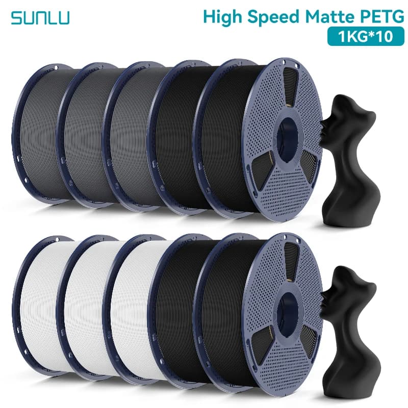 SUNLU High Speed Matte PETG Filament 1.75mm High Toughness Easy Print Fast 3D Printing Material Durable Smooth Finish 1KG Spool